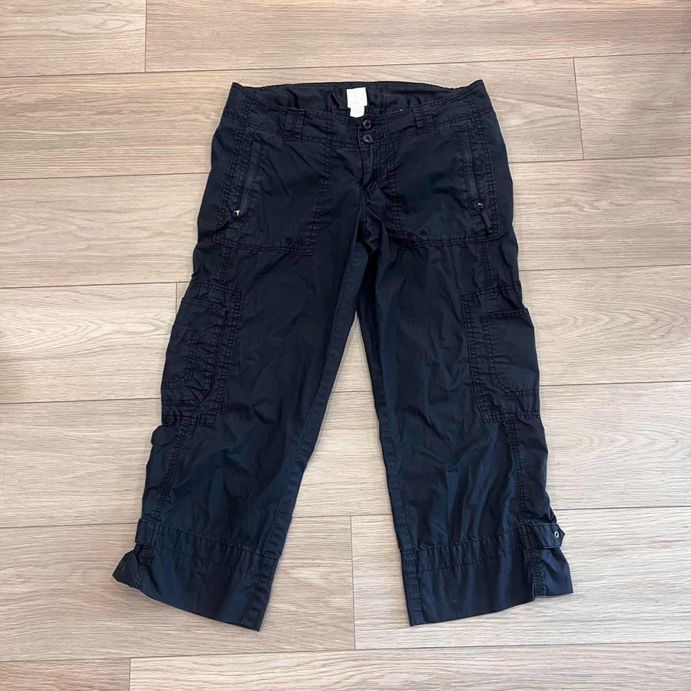 Y2K black cargo capri pants cotton utility pants Y2K utility streetwear skater